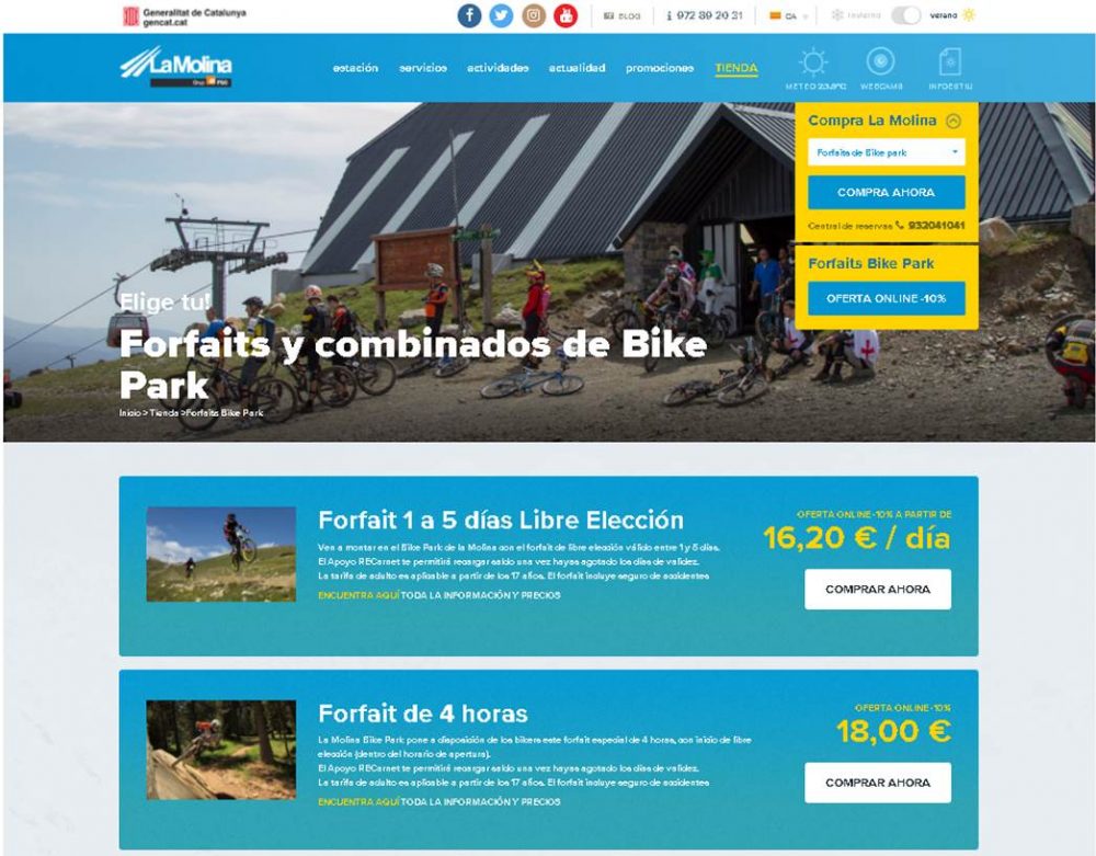 FORFAITS AD HOC PARA DISFRUTAR DE LA MOLINA BIKE PARK