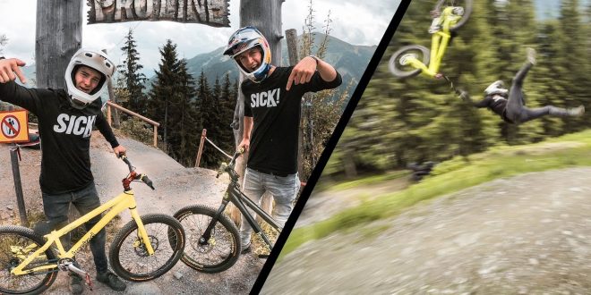 DOWNHILL CON BICI DE TRIAL RETO DE ELIAS SCHWAERZLER Y FABIO WIBMER