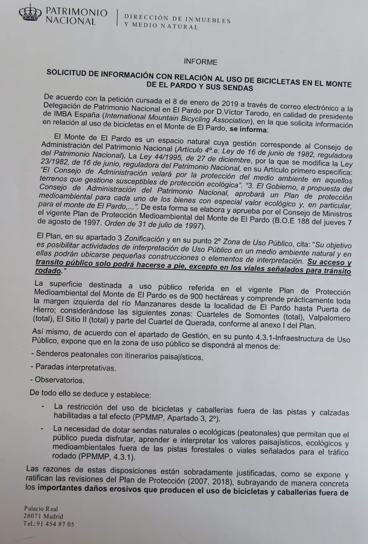 EL PARDO PROHIBIDO A CICLISTAS ¿POR QUE?